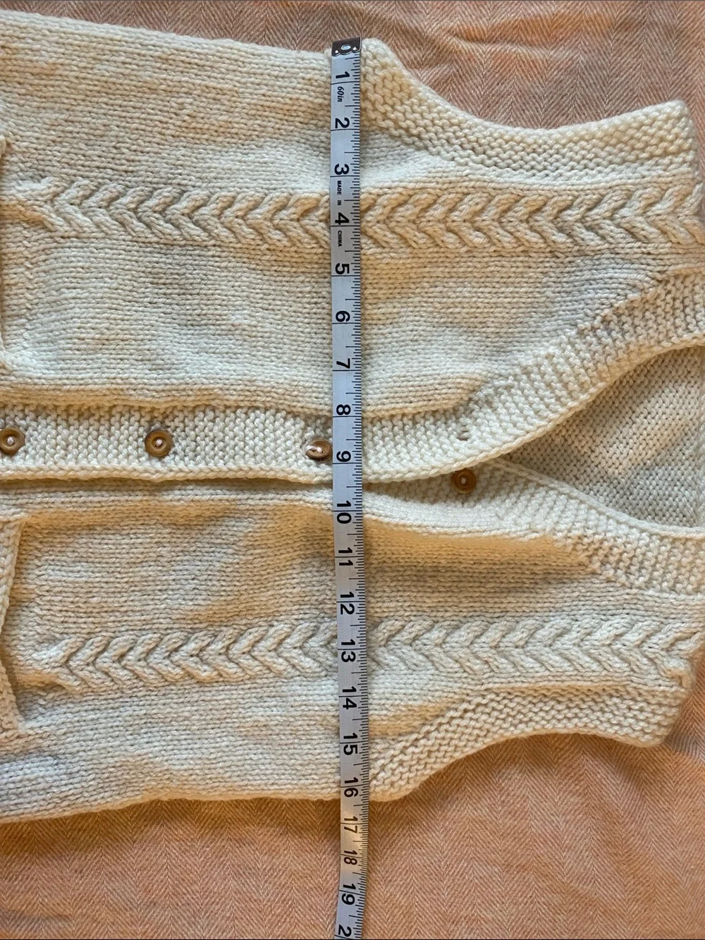 Cream Cable Knit Button Front Vest - Picture 8 of 9